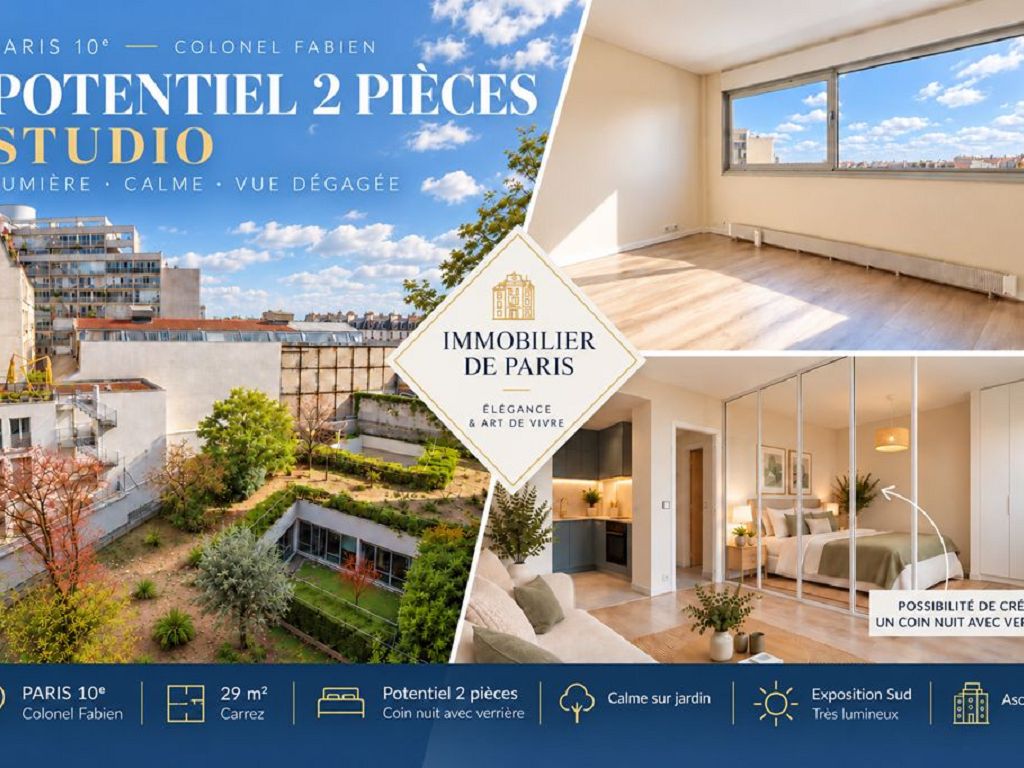 Appartement 1 pièce 29 m² · à Paris · 29 m² · 295 000 €